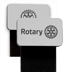 Rotary Silver Magnetic Pin Display w/Navy and Black Display Ribbons