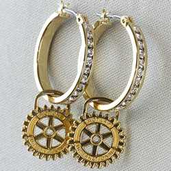 Rotary Pair of Crystal Stone Hoop Pierced Earrings