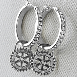 Rotary Pair of Crystal Stone Hoop Pierced Earrings