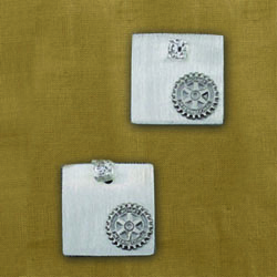 Rotary Brushed Silvertone Pierced Earrings