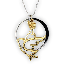 Rotary Gold/Silver Dove in Circle Necklace