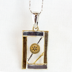 Rotary Gold/Silver Rectangle Necklace w/ Gold Rotary Logo