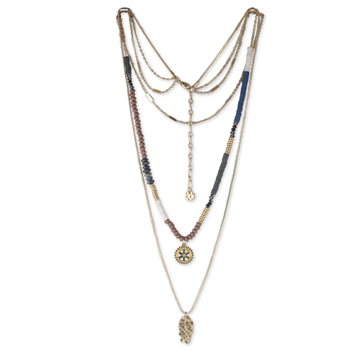 Rotary 3-Strands Necklace with Beads