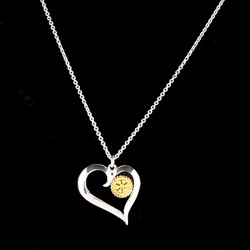 Rotary Silver Heart with Gold RI Logo Necklace