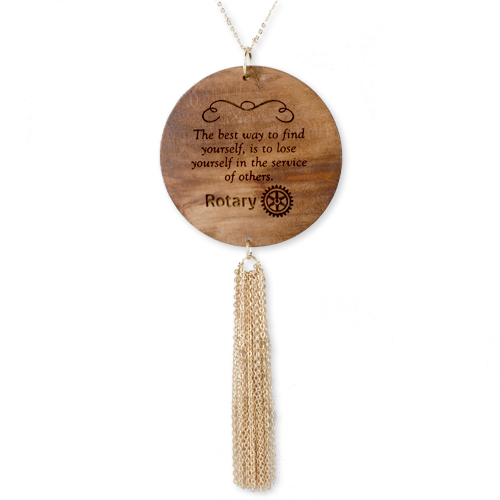 Rotary Laser Engraved Wood Pendant Necklace