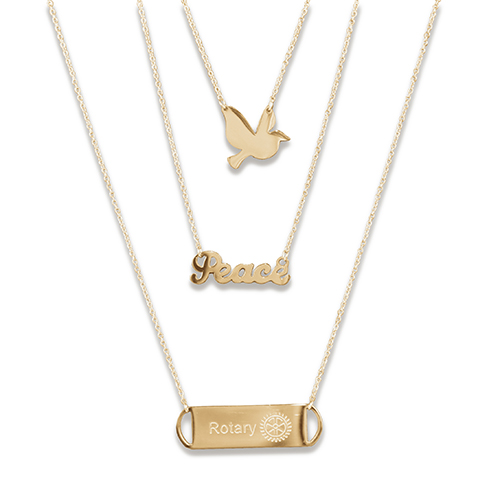 Rotary 3-Line Dove, Peace, Rotary MB Necklace