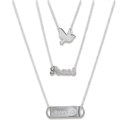 Rotary 3-Line Dove, Peace, Rotary MB Necklace