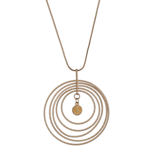 Rotary Gold Diamond Cut Pendant W/Gold MOE and Gold Chain
