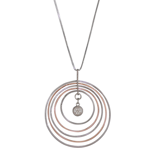 Rotary SIlver and Rose Gold Diamond Cut Pendant w/ silver MOE