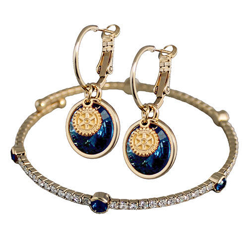 Rotary Blue Earring and Bracelet Set