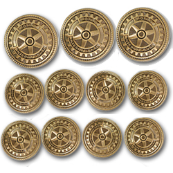 Blazer Buttons w/ Antique Gold Finish - Set of 11