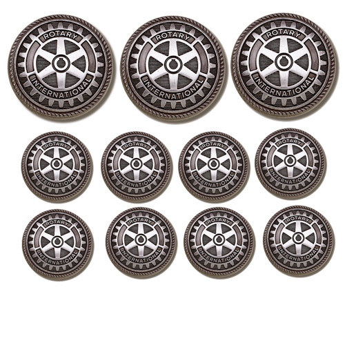 Rotary Blazer Buttons w/ Antique Silver Finish - Set of 11