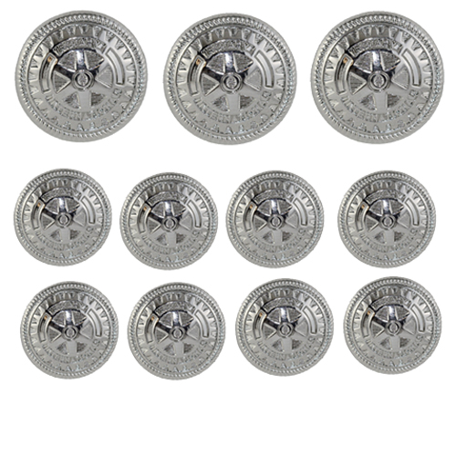 Rotary Blazer Buttons with Silver Finish - Set of 11