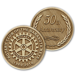 Rotary Custom Antique Finish Bronze Coins
