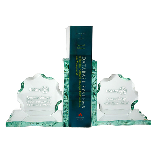Rotary Customized Unique Jade Glass Bookends