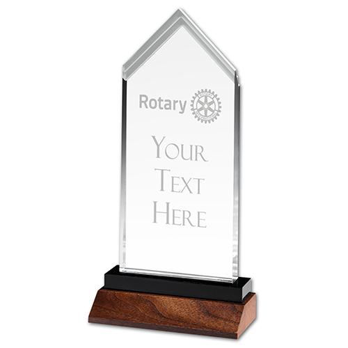 Rotary Custom The Glacial Edge Clear Acrylic / Walnut Base Award