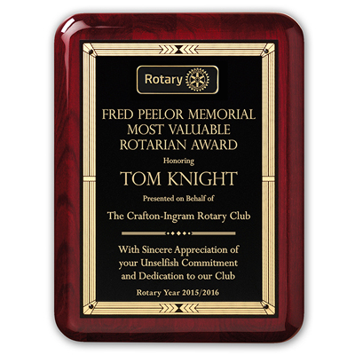 Rotary Rosewood Plaque With Southwest Design Plate