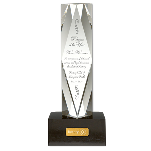 Etched Crystal Monarch Award On Marble Base