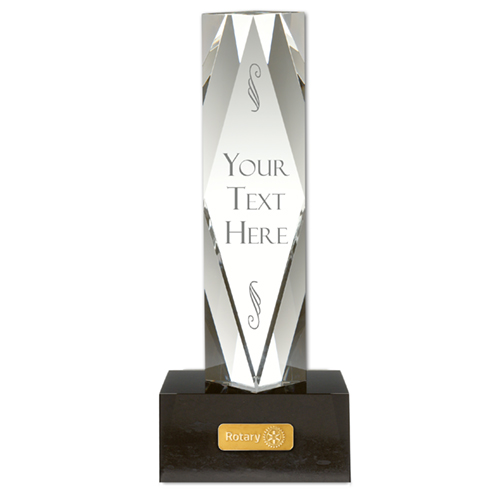 Custom Etched Crystal Monarch Award On Marble Base