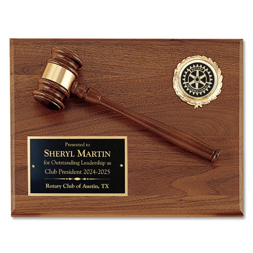 Rotary Walnut Gavel Plaque