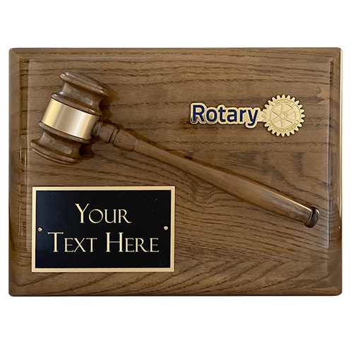 Rotary Custom Walnut Piano Finish Gavel Plaque