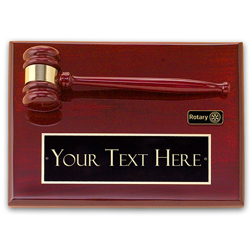Rotary Custom Rosewood Piano-Finish Gavel Plaque