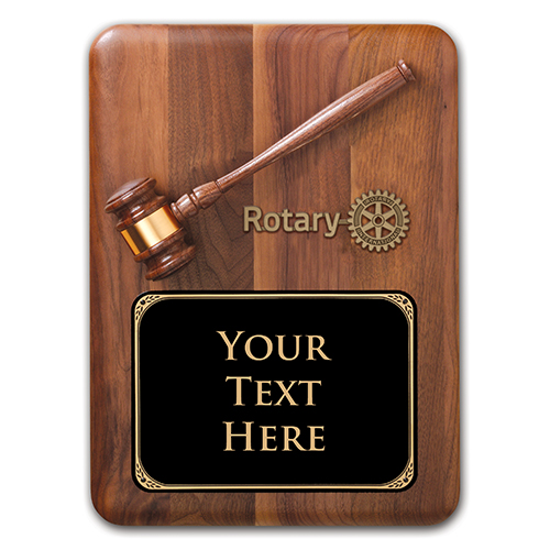 Rotary American Walnut Gavel Plaque