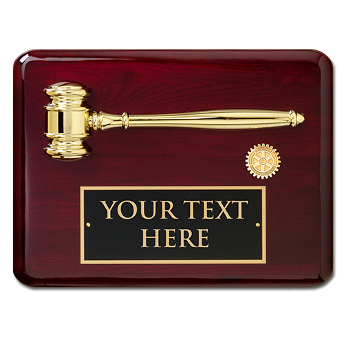 Rotary Custom Lustrous Rosewood Gavel Plaque
