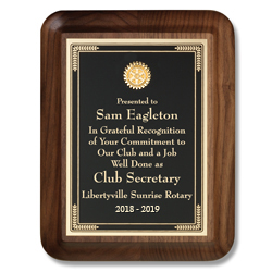 Rotary Small Executive Walnut Plaque