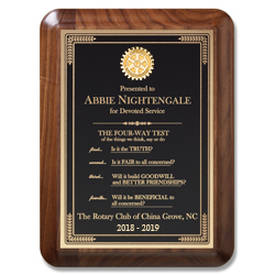 Rotary Large Executive Walnut Plaque