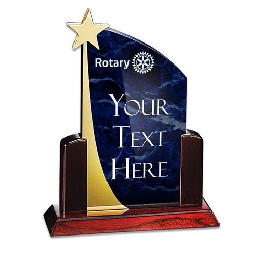Rotary Custom Rising Star Blue Marbled Acrylic Award