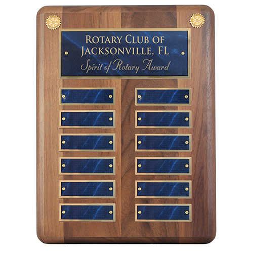 Rotary Blue Marble Mist Perpetual Plaque, 12 Plates w/Large Header