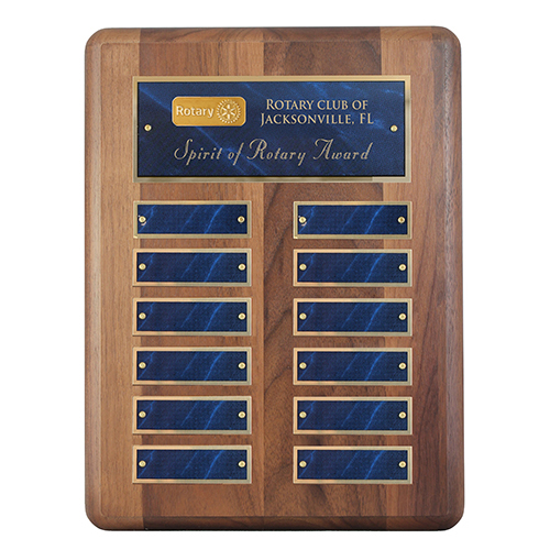 Rotary Blue Marble Mist Perpetual Plaque, 12 Plates w/Large Header