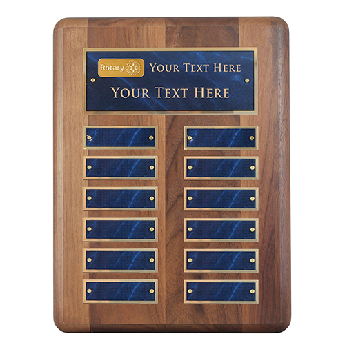 Rotary Custom Blue Marble Mist Perpetual Plaque, 12 Plates w/Large Header