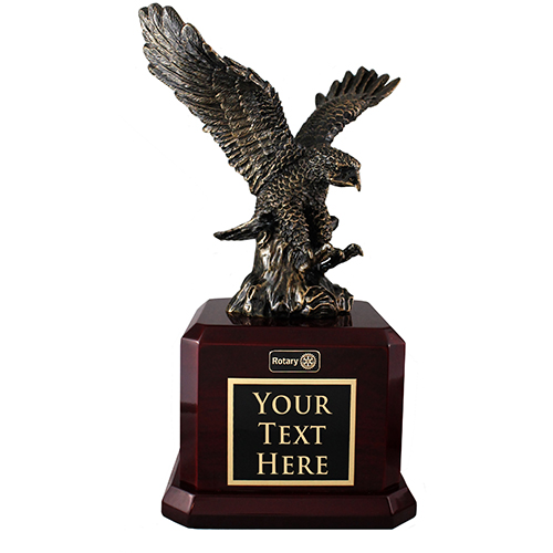 Rotary Custom Gold Finish Eagle Award on Rosewood Base