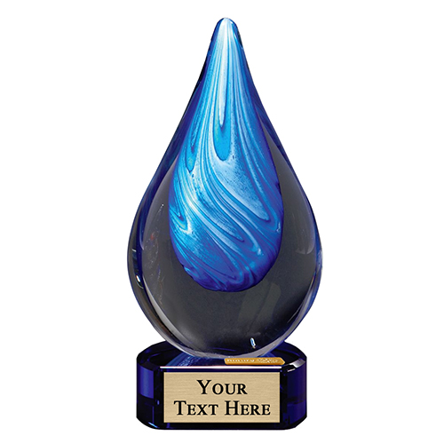 Custom Art Glass Cyan Swirl  Award