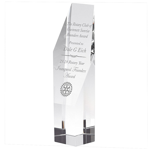 Rotary Slant Cut Crystal Tower Award