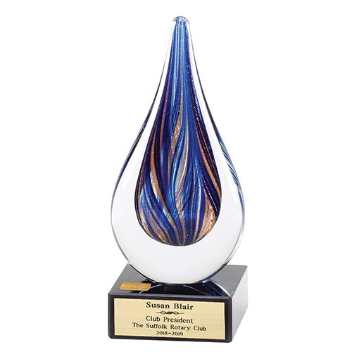 Rotary Metallic Gold & Blue Art Glass Sculpture