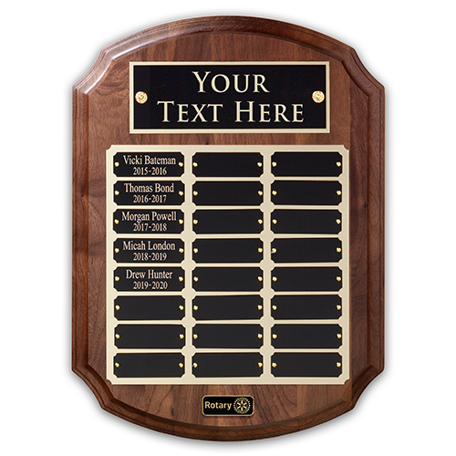 Rotary Custom 24-Plate Walnut Recognition Plaque