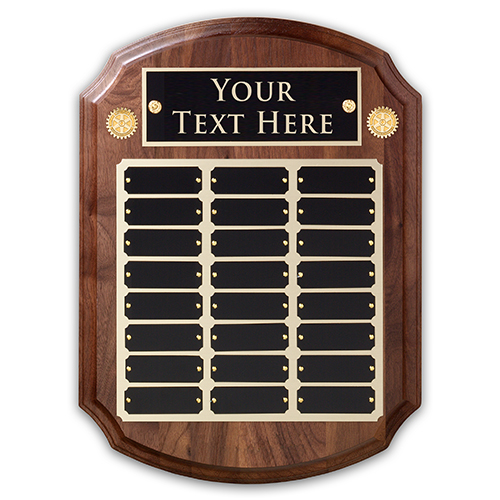 Custom 24-Plate Walnut Recognition Plaque