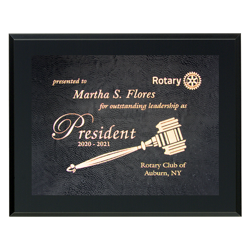 Rotary Leatherette on Black Piano Finish Plaque