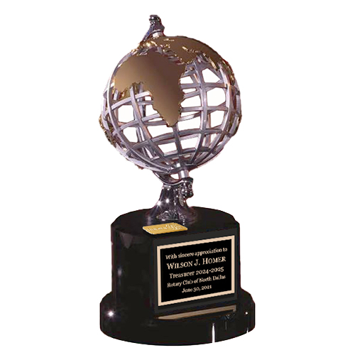 Rotary Gold/Silver Globe on Round Black Base Award