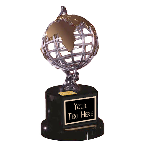 Rotary Custom Gold/Silver Globe on Round Black Base Award