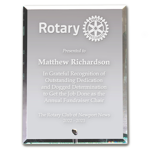Rotary 8 x 10 Beveled Glass Award