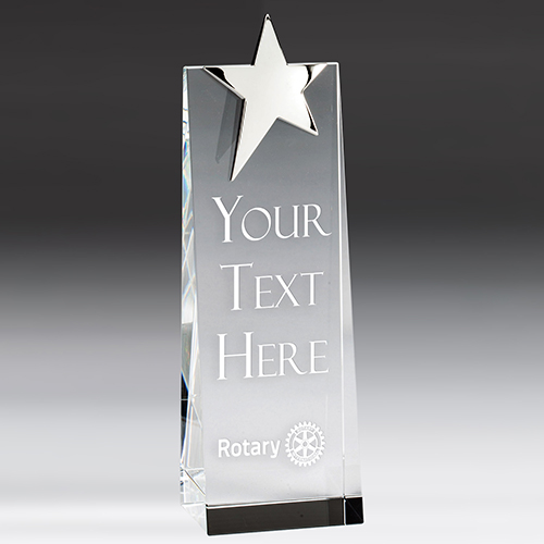 Rotary Custom Optical Crystal Silver Star Award