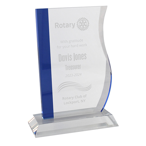 Rotary Blue Edge Glass Wave Award  8.5