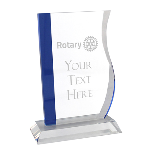 Custom Blue Edge Crystal Wave Award  8.5