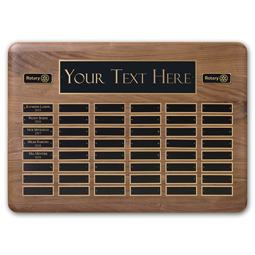 Rotary Custom 48-Plate Walnut Recognition Plaque