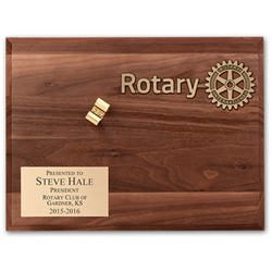 Rotary Walnut Presentation Board For Gavel