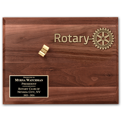 Rotary Walnut Presentation Board For Gavel